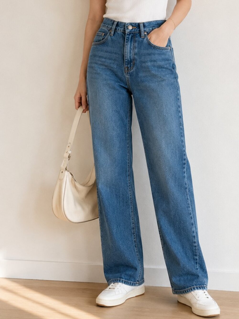 NWT Jen Ceballos x Mango Medium Wash Straight Leg Denim Jeans Women's EUR 36